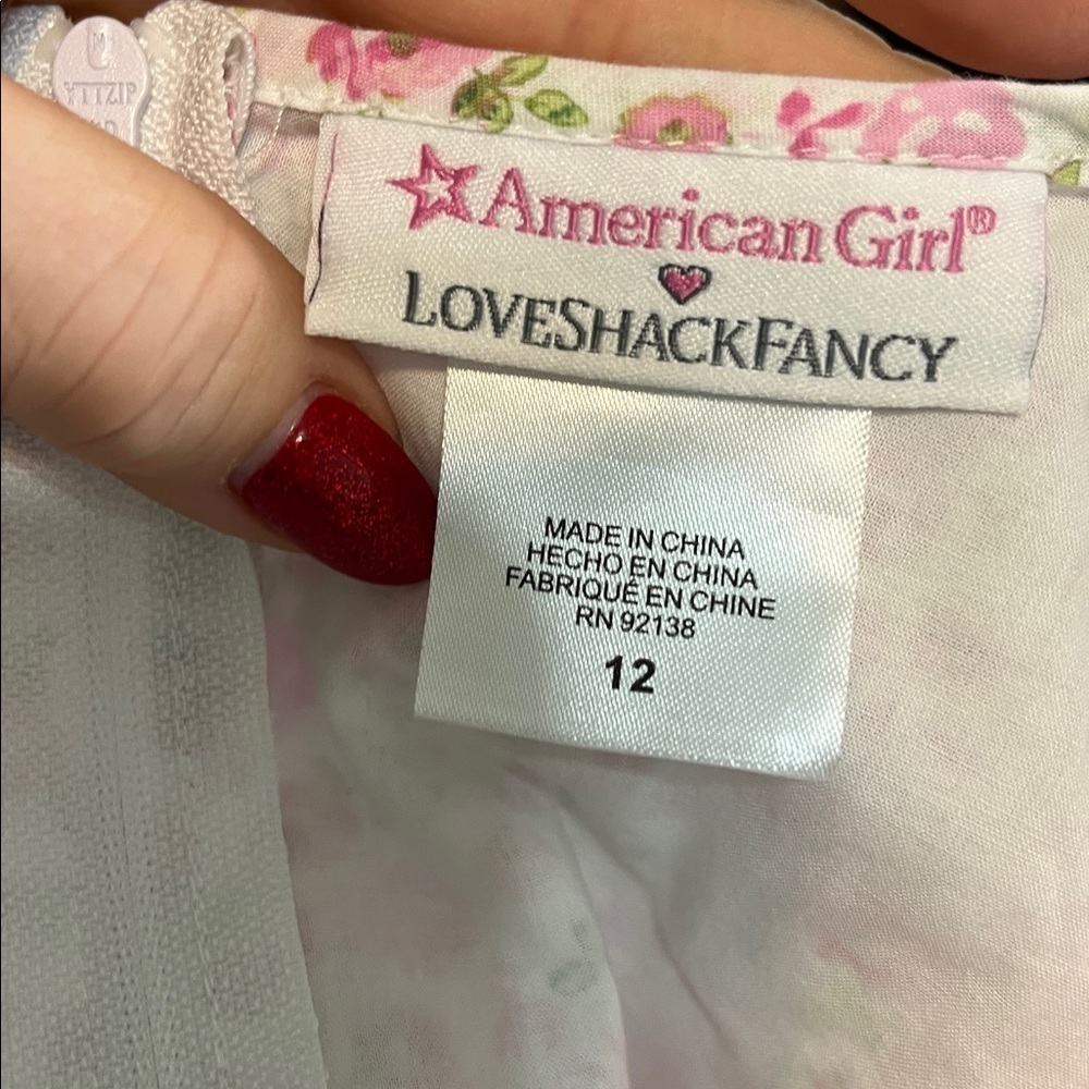 American Girl X LoveShackFancy Occasion Dress Floral Size 12 Ruffle Bow - Picture 7 of 10